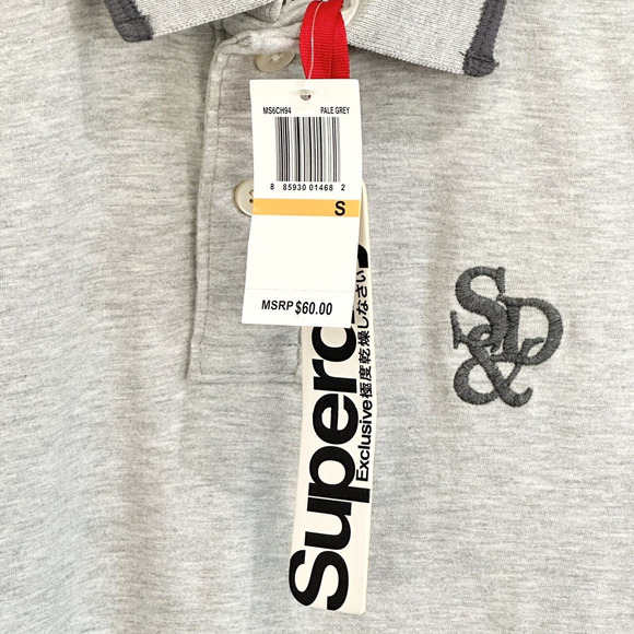 Superdry Men's S & D Logo Gray Short Sleeve Classic Polo Shirt Size S NWT $60 - Picture 7 of 7